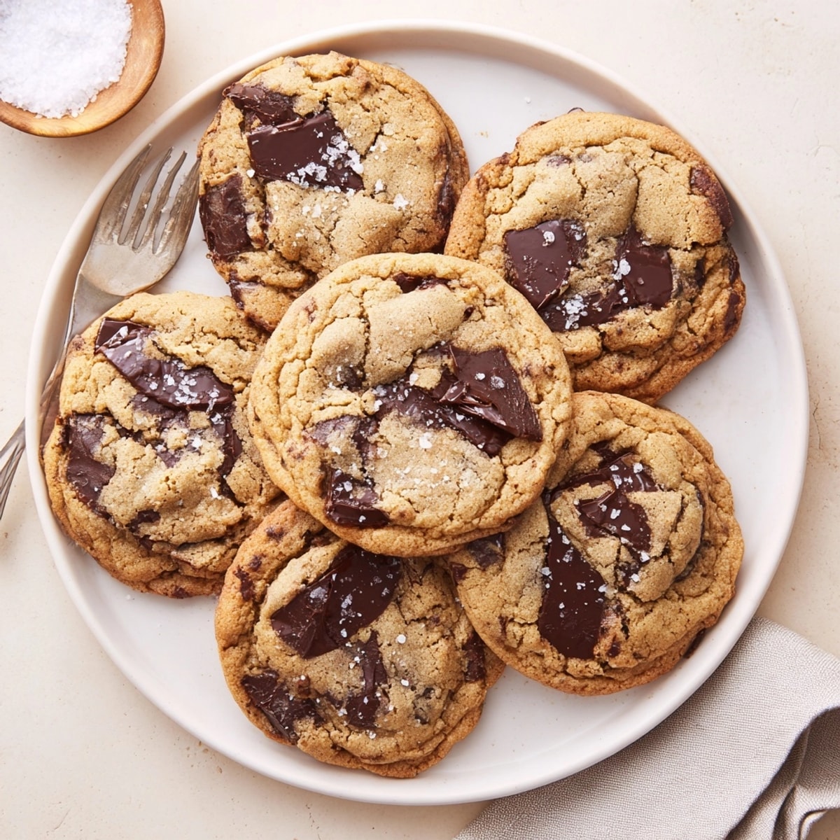 A batch of warm, fragrant Brown Butter Chocolate Chip Cookies fresh from the oven.