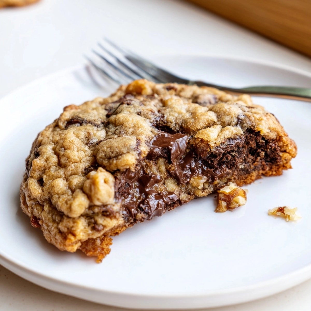 Golden brown Thick Bakery-Style Cookies fresh from the oven, studded with chocolate chips.