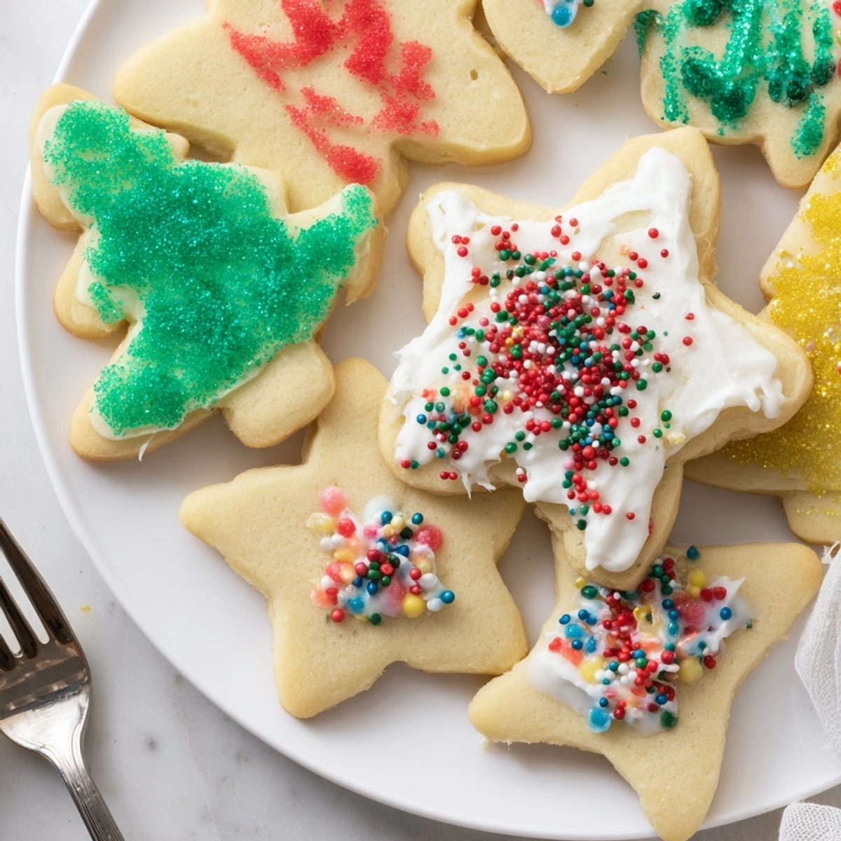 Golden baked Holiday Cut-Out Cookies, iced and sprinkled, sit ready for a festive celebration.