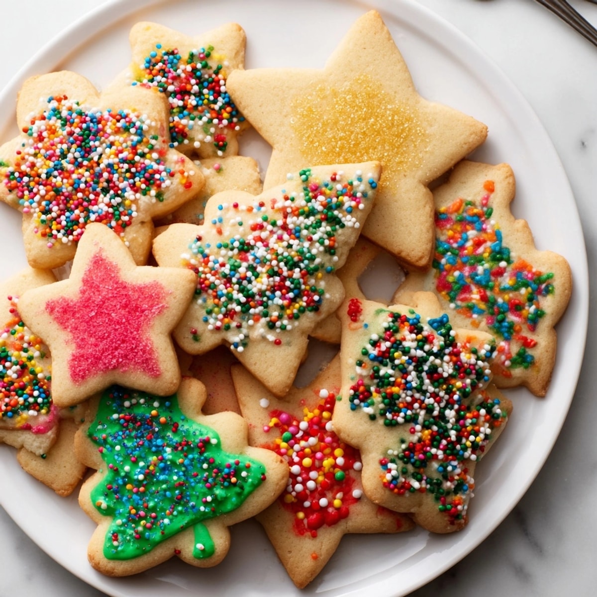 Buttery Holiday Cut-Out Cookies cooling on wire rack, a cheerful Christmas baking project.