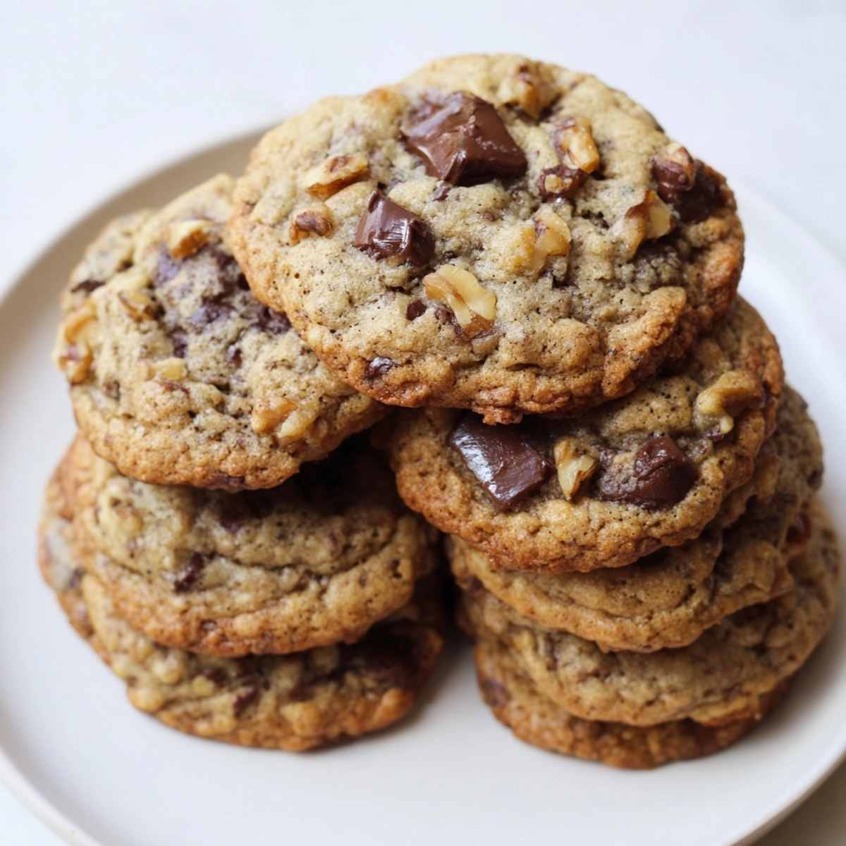 A close-up of chewy Gluten-Free Chocolate Chip Cookies with melted chocolate and crisp edges.