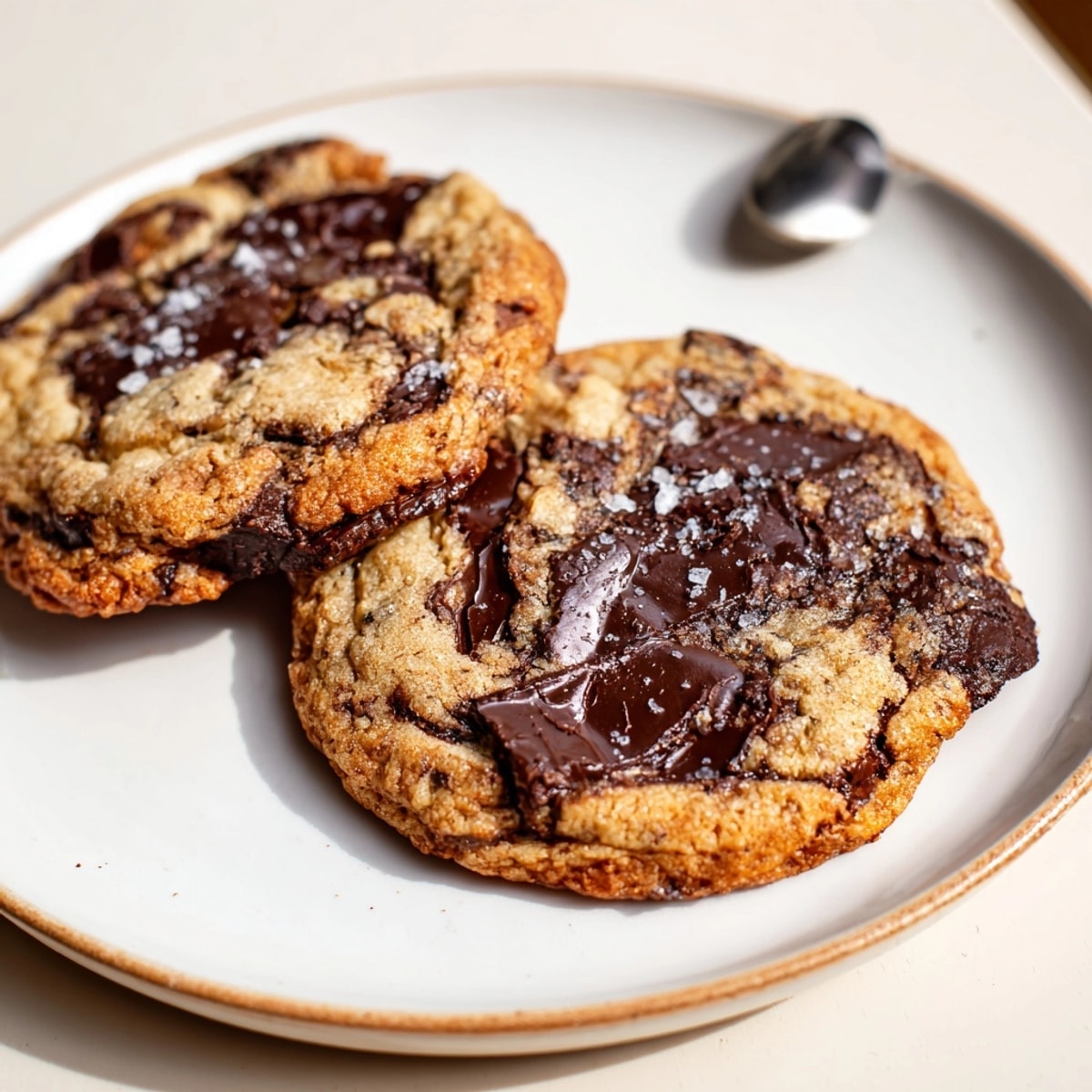 Warm, golden Vegan Chocolate Chunk Cookies cooling on a rack, ready to enjoy.