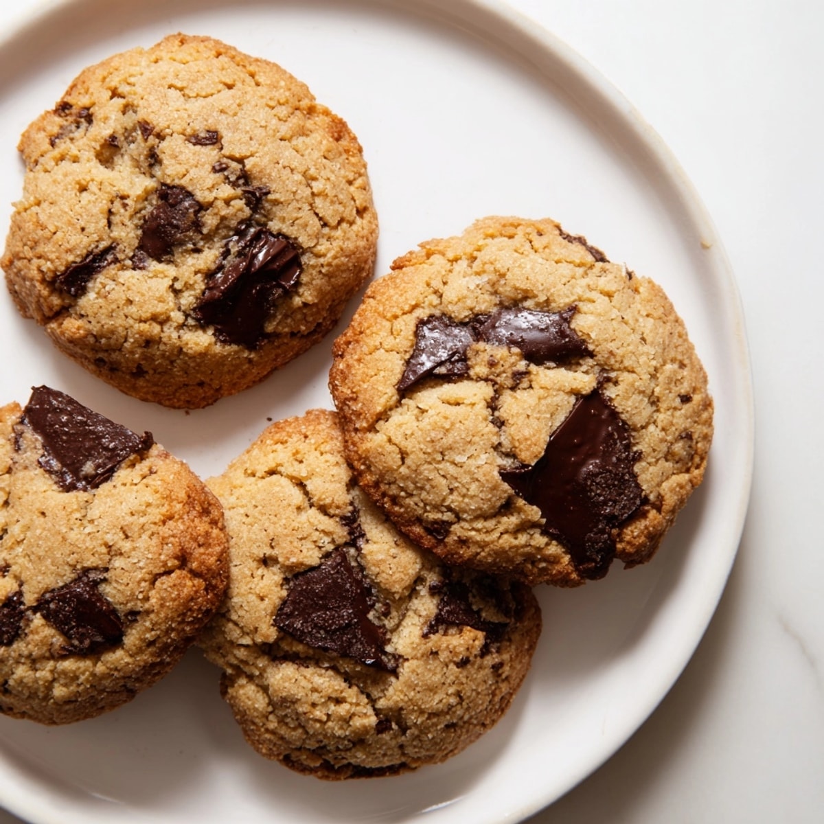 Warm, gooey Keto Chocolate Chip Cookies fresh from the oven, a perfect low-carb treat.