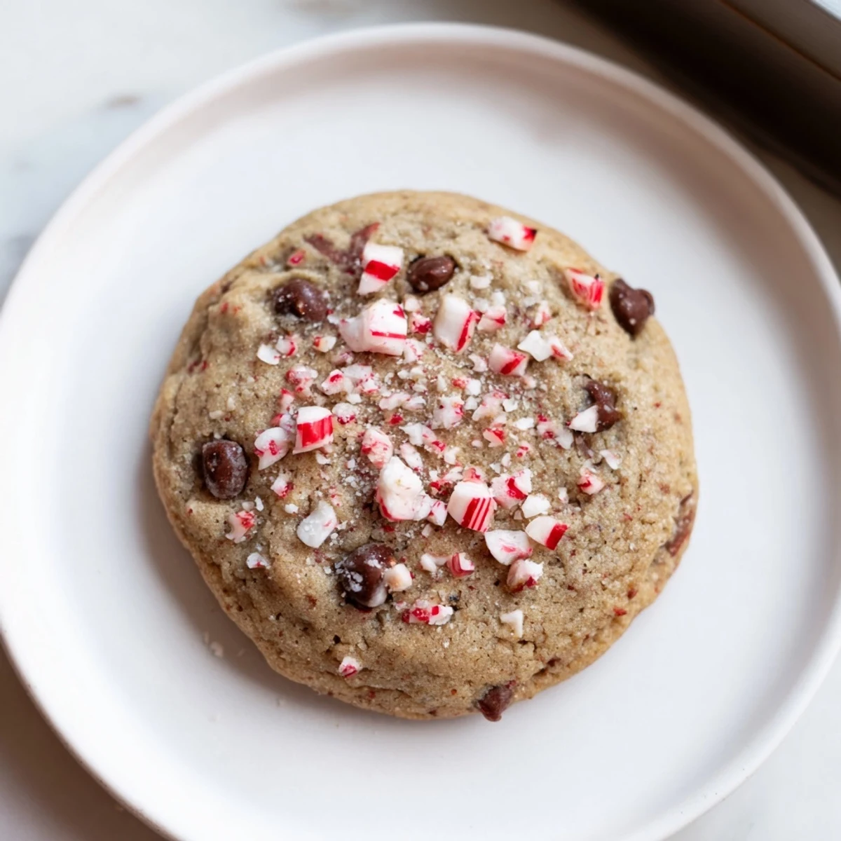 Freshly baked Winter Warmth Peppermint Twist Vegan Cookies, with a dusting of crushed candy canes.