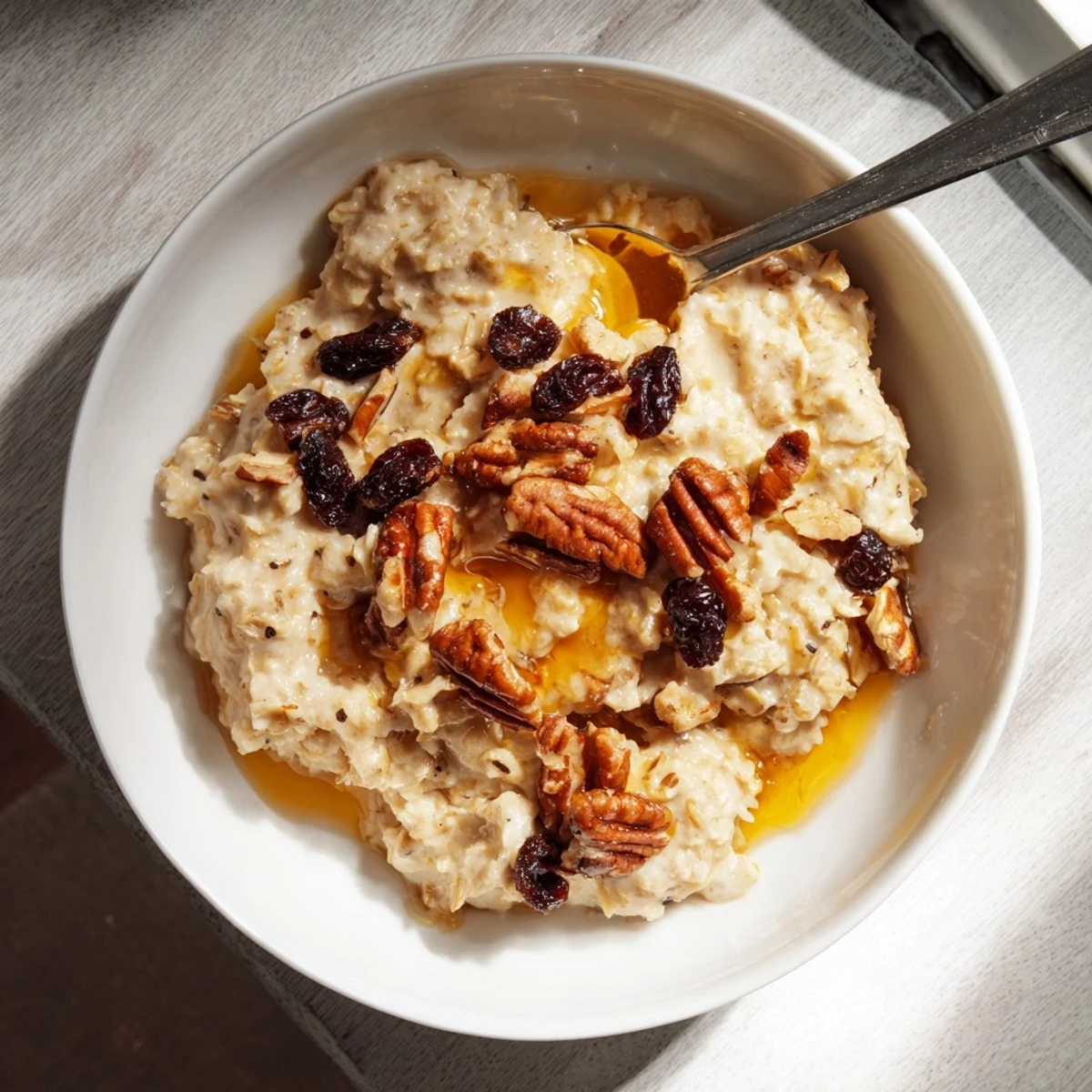 Warm Winter Market Vanilla Cloud Oatmeal Raisin in bowls, perfect for a cozy, delicious and filling breakfast.