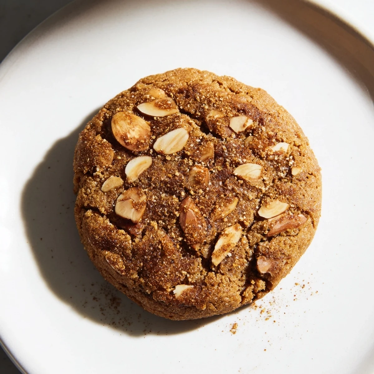 Golden-brown Winter Warmth Toasted Almond Vegan Cookies, fresh from the oven, offering a delightful aroma.