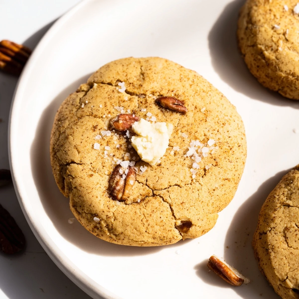 Golden-brown January Bliss Maple Dream Keto Cookies, a comforting keto dessert with pecan topping.