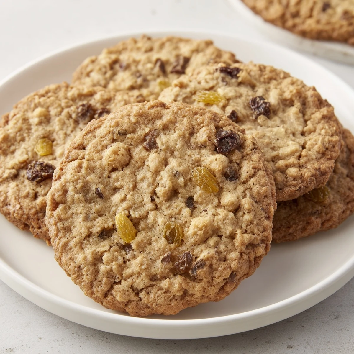 Hearty bowl of January Bliss Cocoa Burst Oatmeal Raisin with chocolate swirls and plump raisins ready to eat.