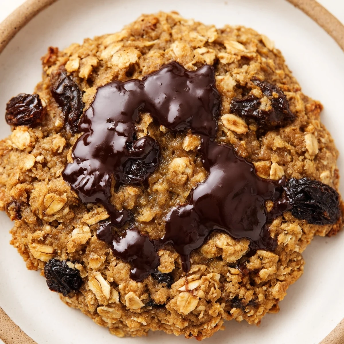 Warm, freshly baked Holiday Glow Mocha Whisper Oatmeal Raisin cookies arranged on a festive plate.