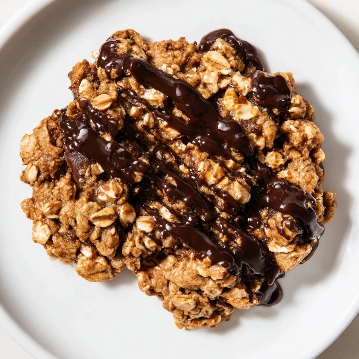 A close-up of soft, chewy Holiday Glow Mocha Whisper Oatmeal Raisin cookies with delicious chocolate chips.
