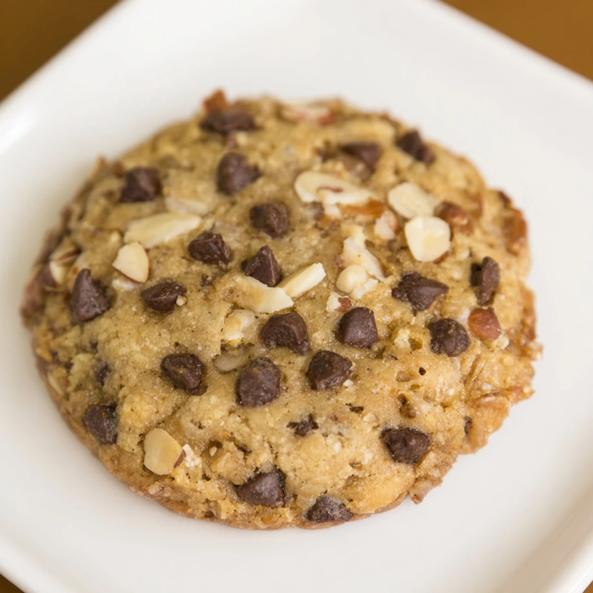 Warm Winter Market Toasted Almond Chocolate Chip cookies with melted chocolate, ready to be enjoyed with cocoa.