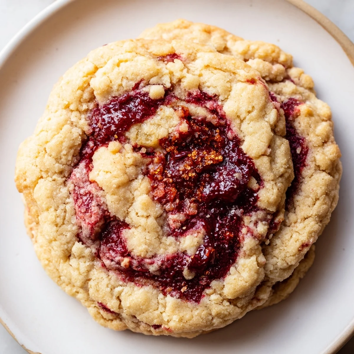 Freshly baked Cozy Evening Cranberry Swirl Vegan Cookies, featuring a cranberry swirl and golden edges, smelling lovely.
