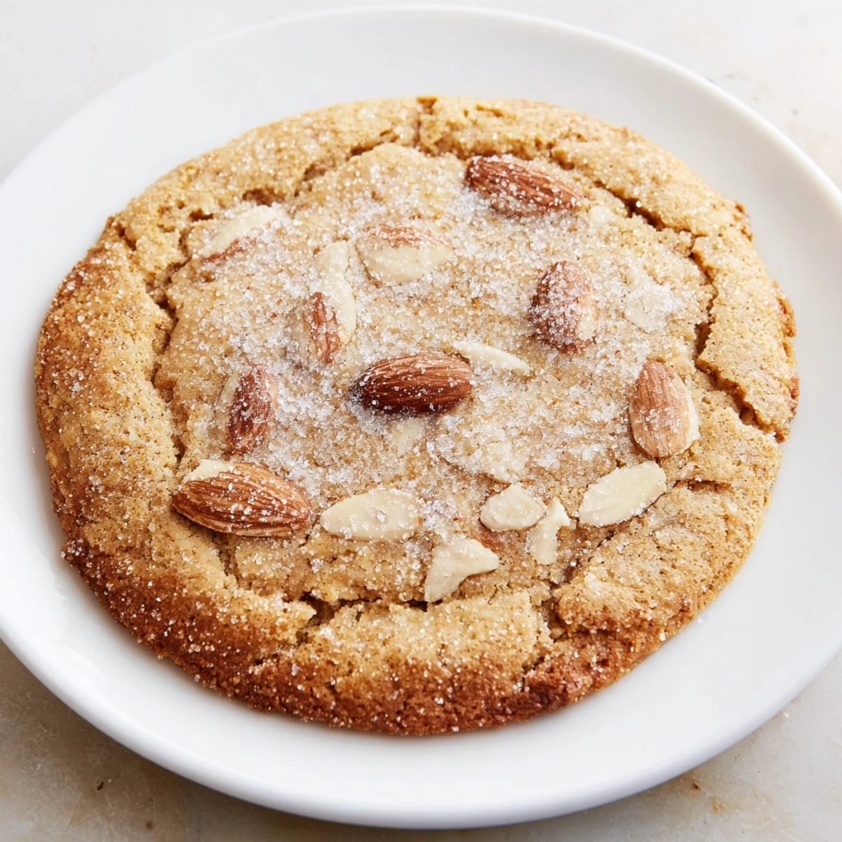 Close-up of a stack of aromatic Winter Warmth Toasted Almond Sugar Cookies, a delightful dessert treat.