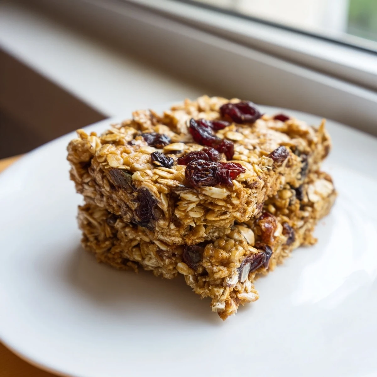 A close-up shot of golden-brown January Bliss Ginger Spice Oatmeal Raisin cookies piled high for serving.