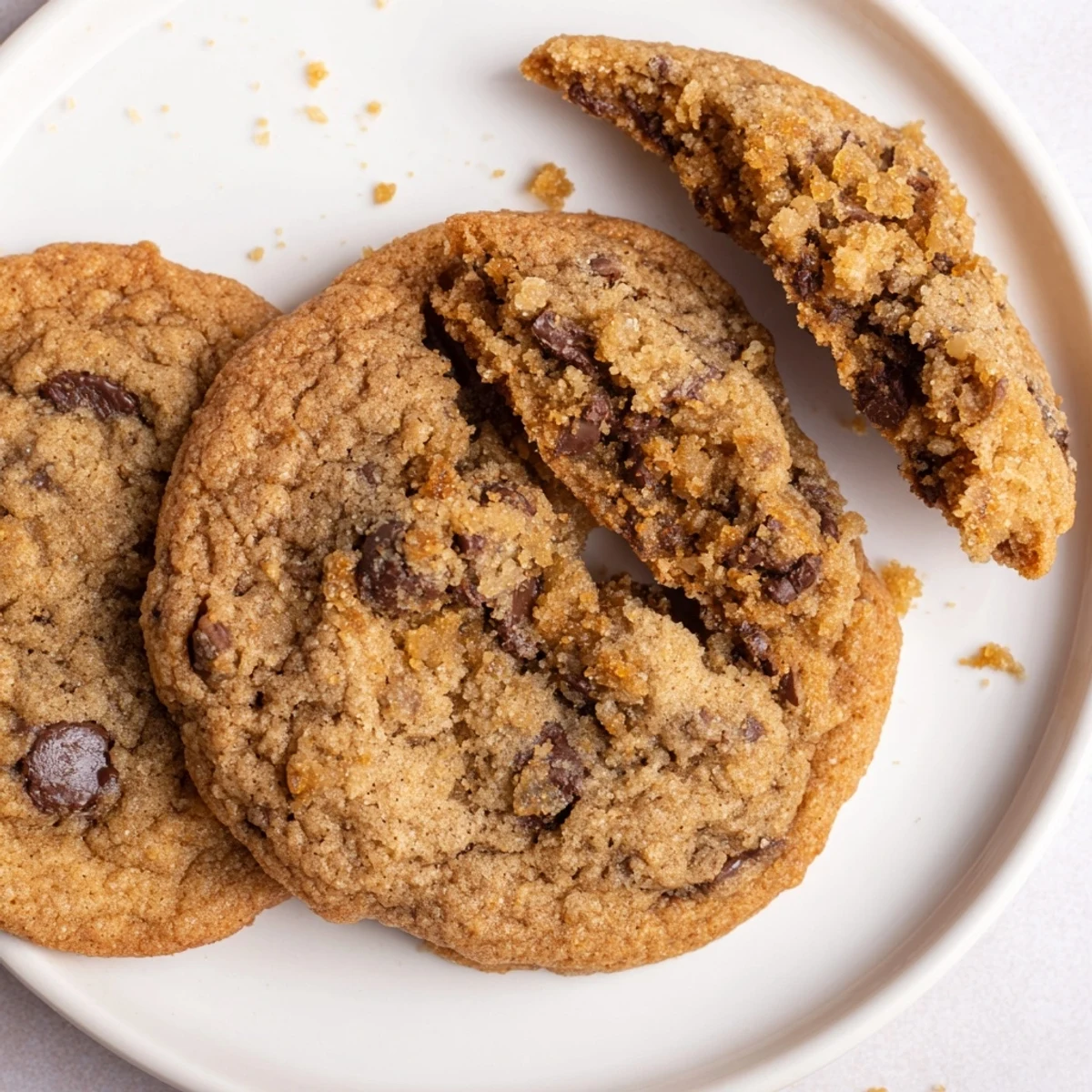 Warm, chewy Snowy Day Ginger Spice Chocolate Chip Cookies, fresh from the oven, aroma fills the kitchen.