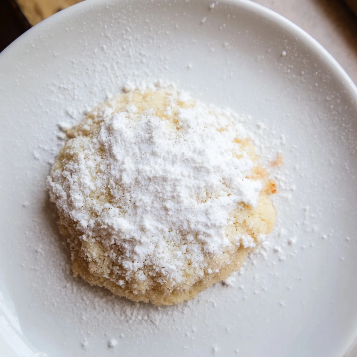 Perfect keto Snowy Day Brown Sugar Snow Cookies, with visible cracks and a lovely dusting of sweetener.
