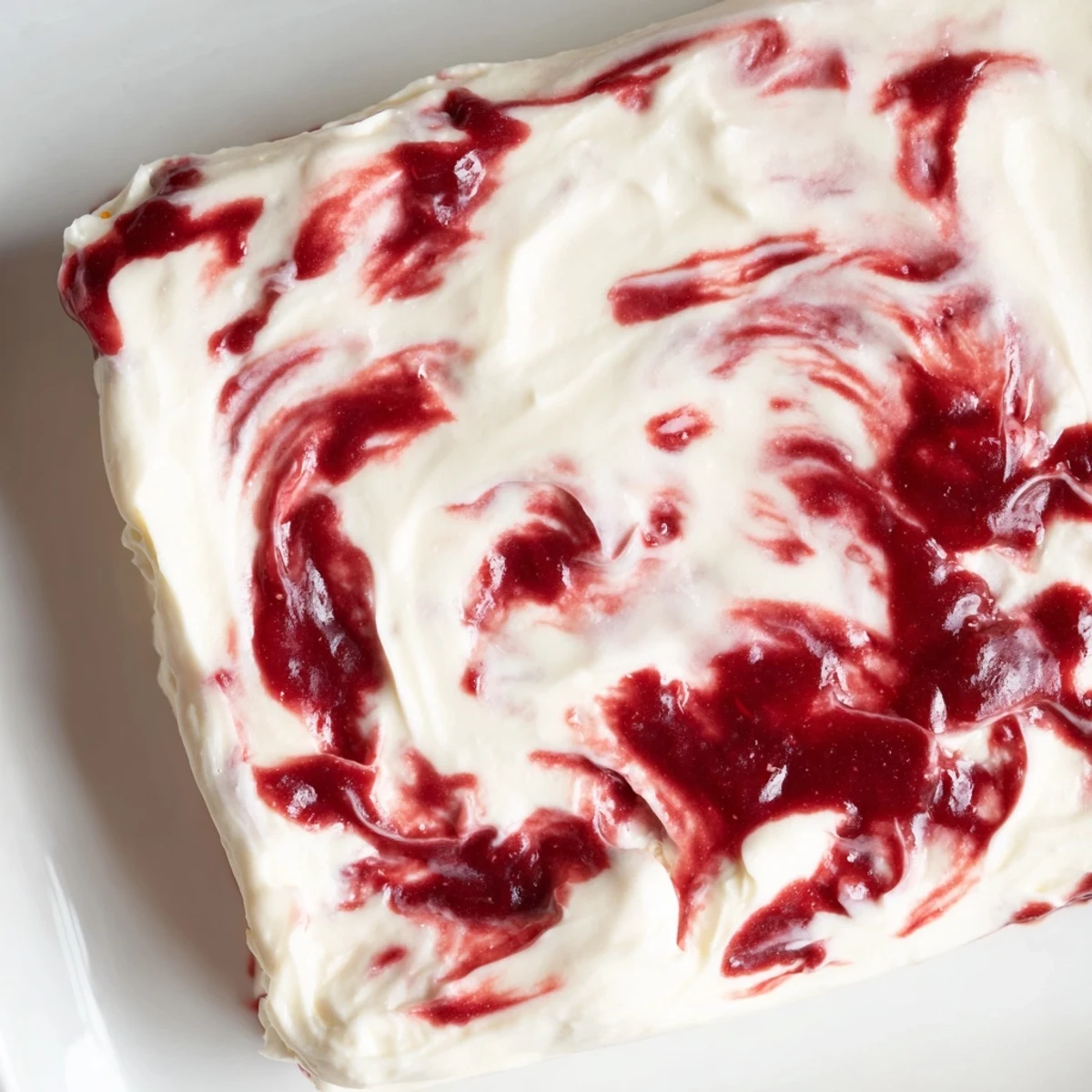 Frosted Delight Cranberry Swirl, swirled with bright cranberry and creamy vanilla frosting, ready to serve.