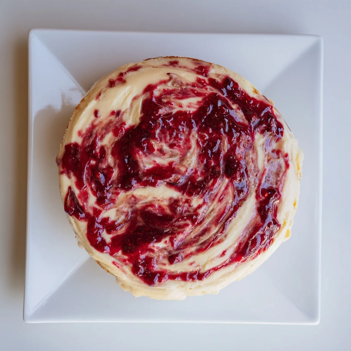 A slice of Frosted Delight Cranberry Swirl, showing the lovely layered dessert with a beautiful marble effect.