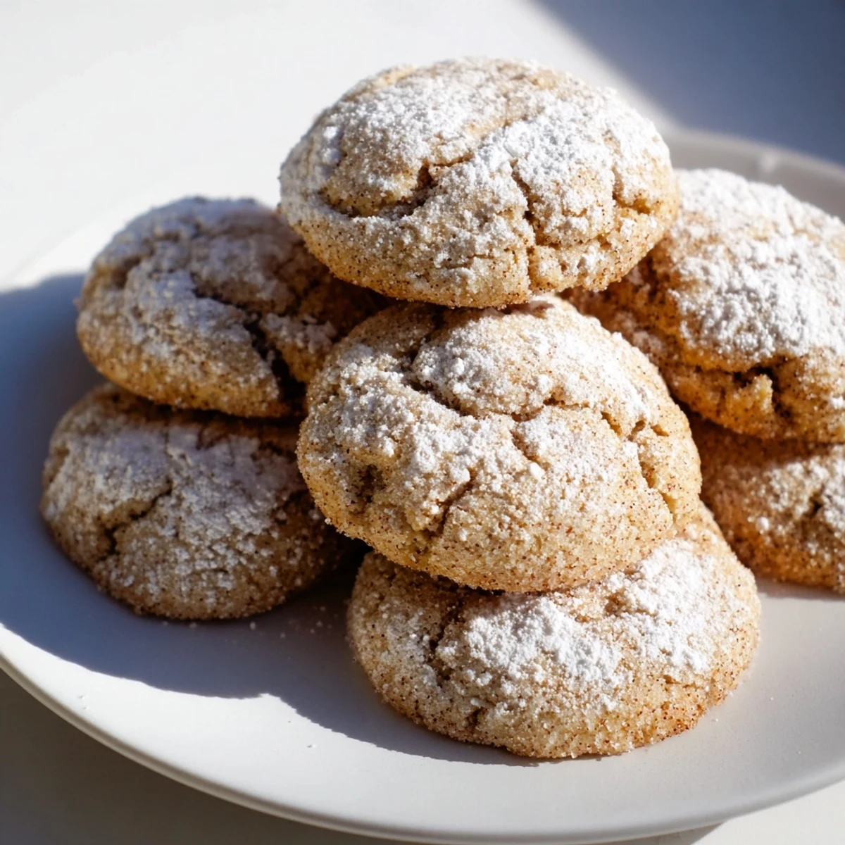 Freshly baked, beautifully frosted winter warmth brown sugar snow sugar cookies, ready for a cozy treat.