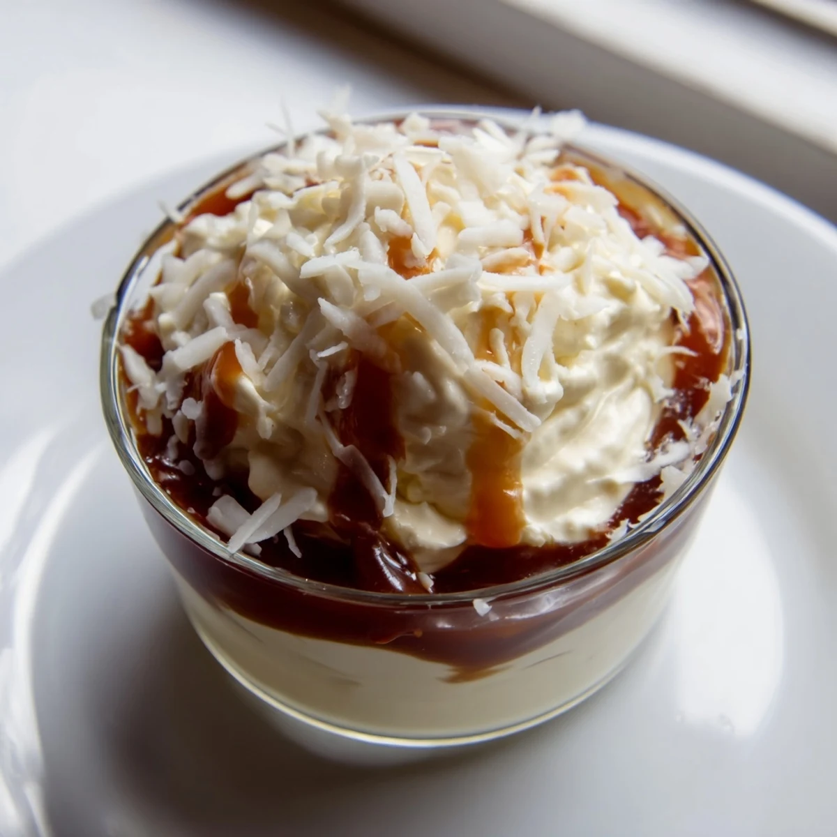 Golden-brown January Bliss Caramel Frost with creamy vanilla topping, ready to be enjoyed.