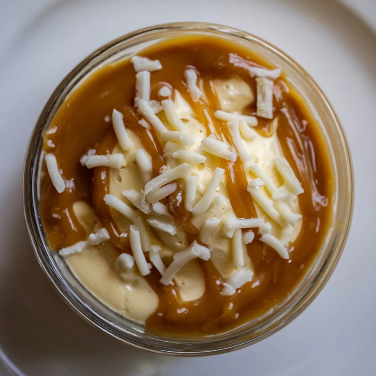 A close-up of chilled January Bliss Caramel Frost; a delightful gluten-free dessert for any time.