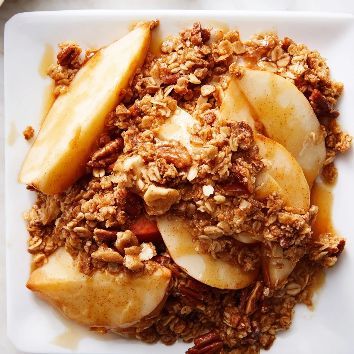 Imagine a rustic Winter Market Maple Dream; juicy baked apples with caramelized pecan crumble.