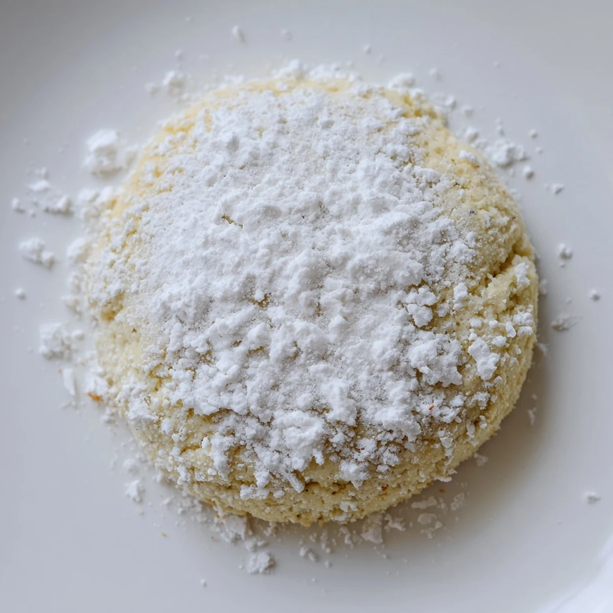 Close-up of freshly baked Winter Market Brown Sugar Snow Keto Cookies dusted with a snowy, sweet coating.