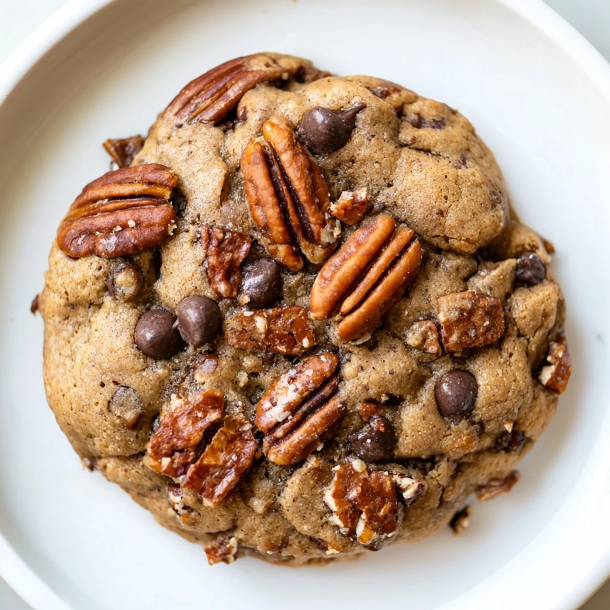 Stack of Winter Market Maple Dream Vegan Cookies revealing soft centers with vegan chocolate chips and spice flecks.