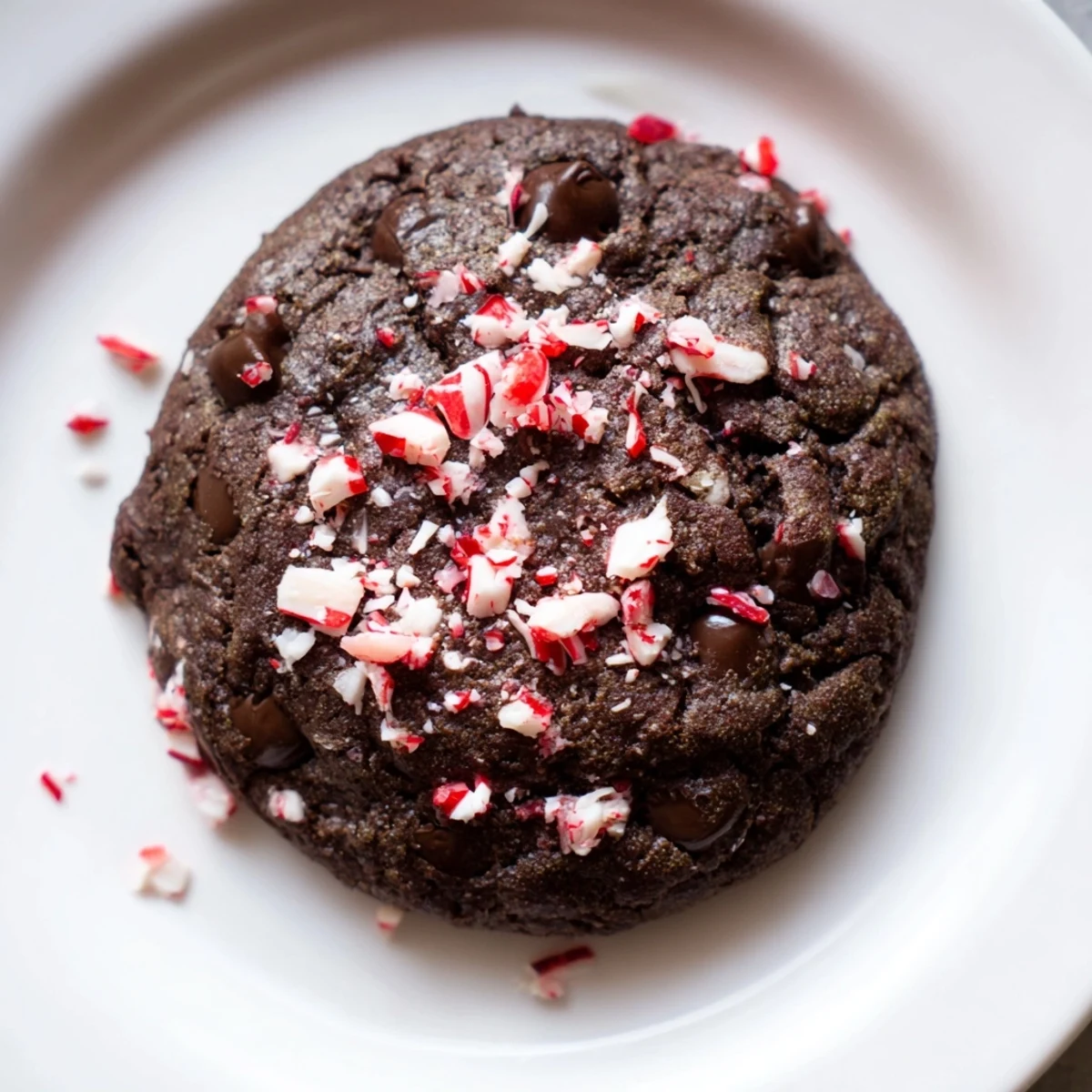 Freshly baked Fireplace Treat Peppermint Twist Vegan Cookies on a cooling rack with crushed candy canes sprinkled on top.