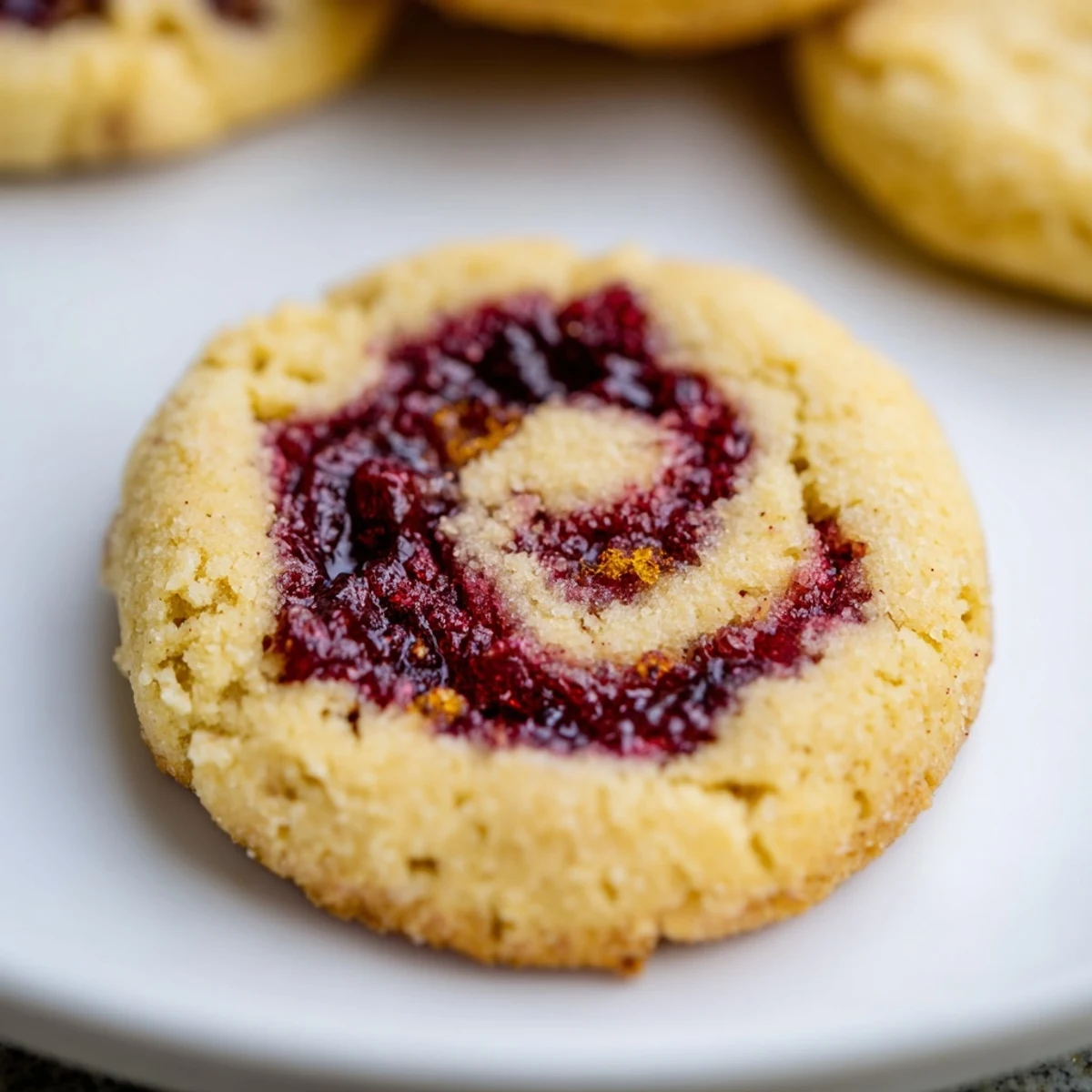 Winter Warmth Cranberry Swirl Keto Cookies stacked on a white plate near a warm mug.