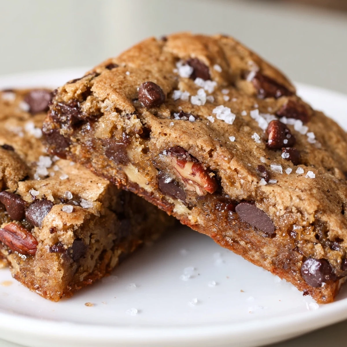 Freshly baked Fireplace Treat Cinnamon Drift Chocolate Chip bars rest on a cooling rack with gooey melted chocolate.