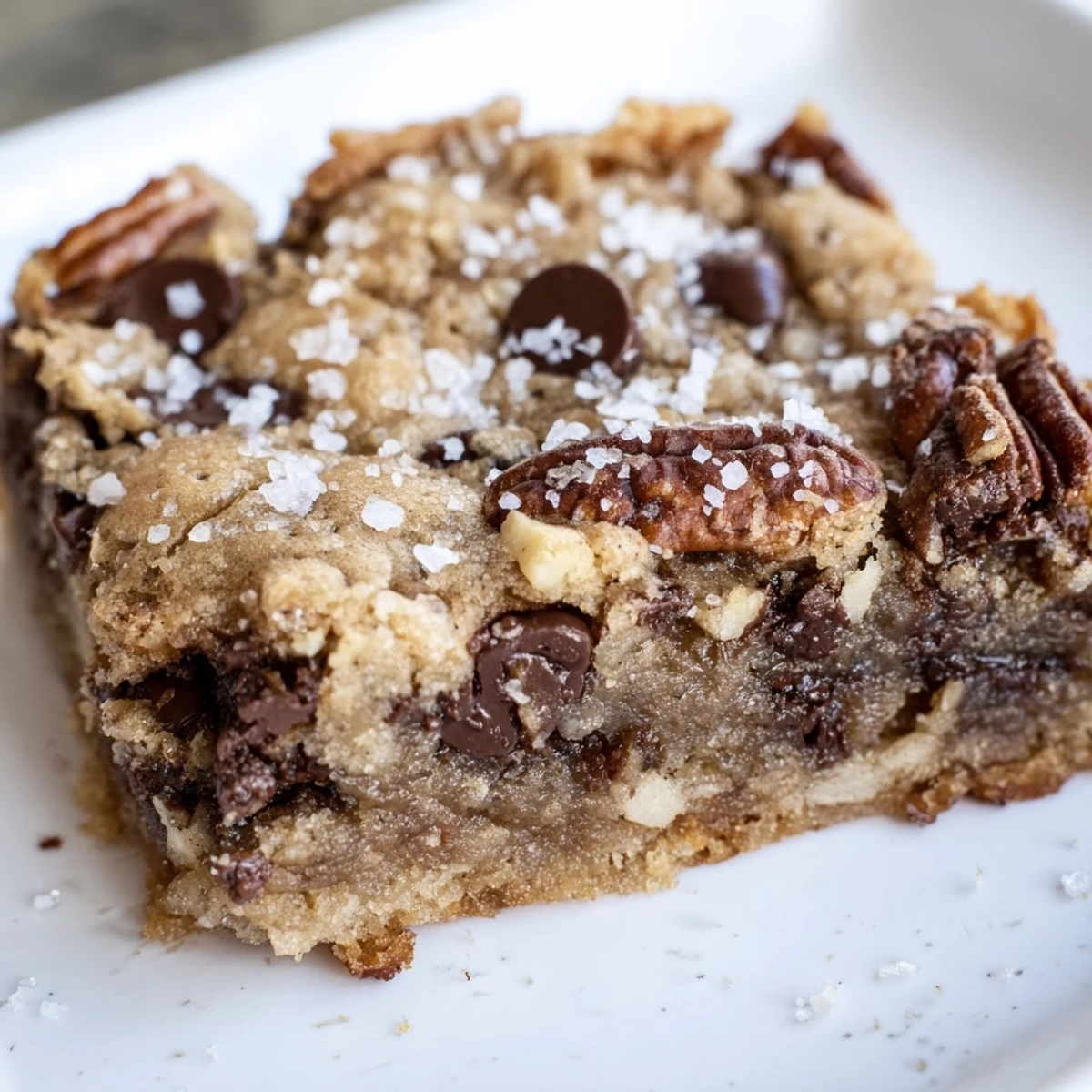 Sliced Fireplace Treat Cinnamon Drift Chocolate Chip bars are stacked on a rustic wooden board beside a steaming mug.