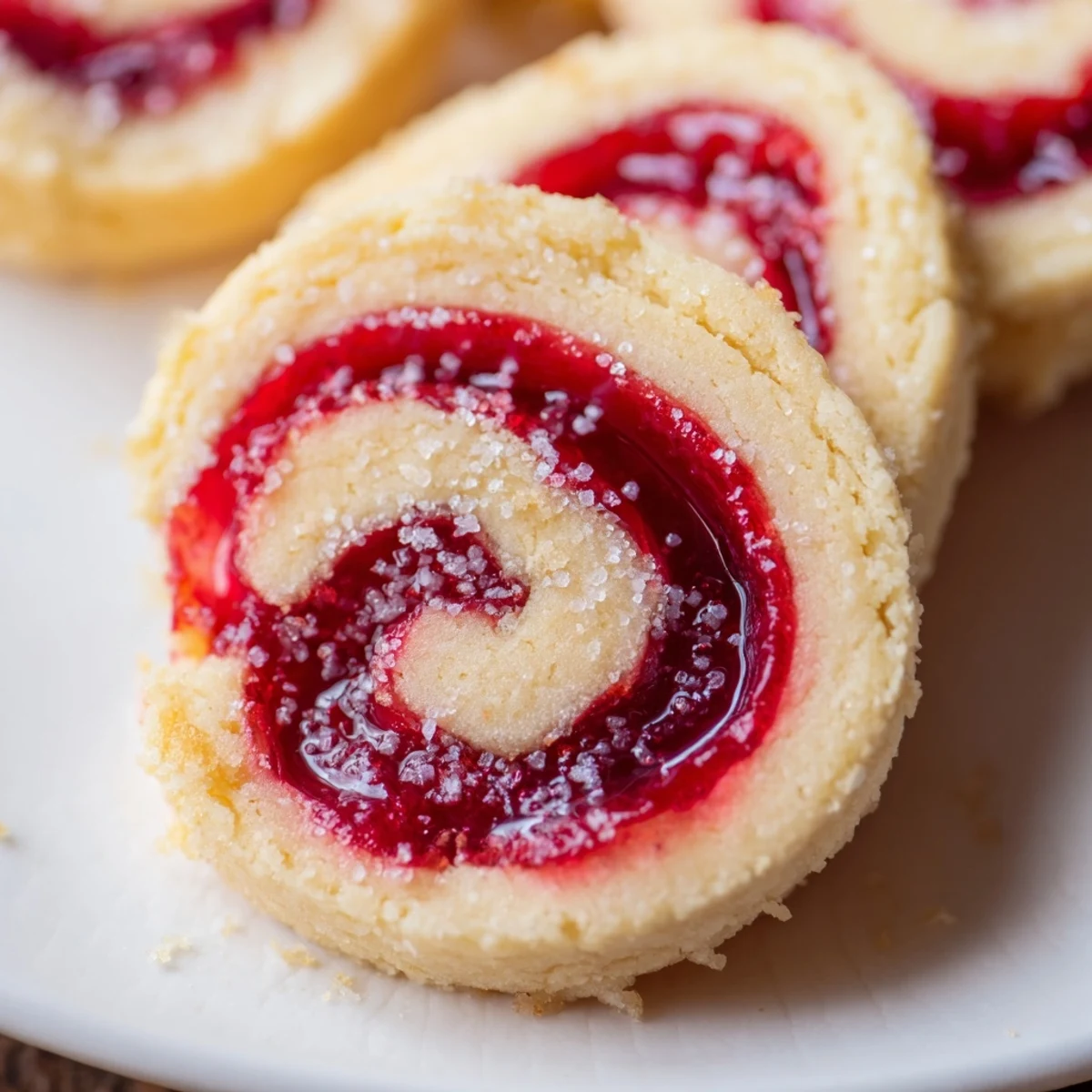 Freshly baked New Year Celebration Cranberry Swirl Sugar Cookies on a wooden board with sparkling wine.
