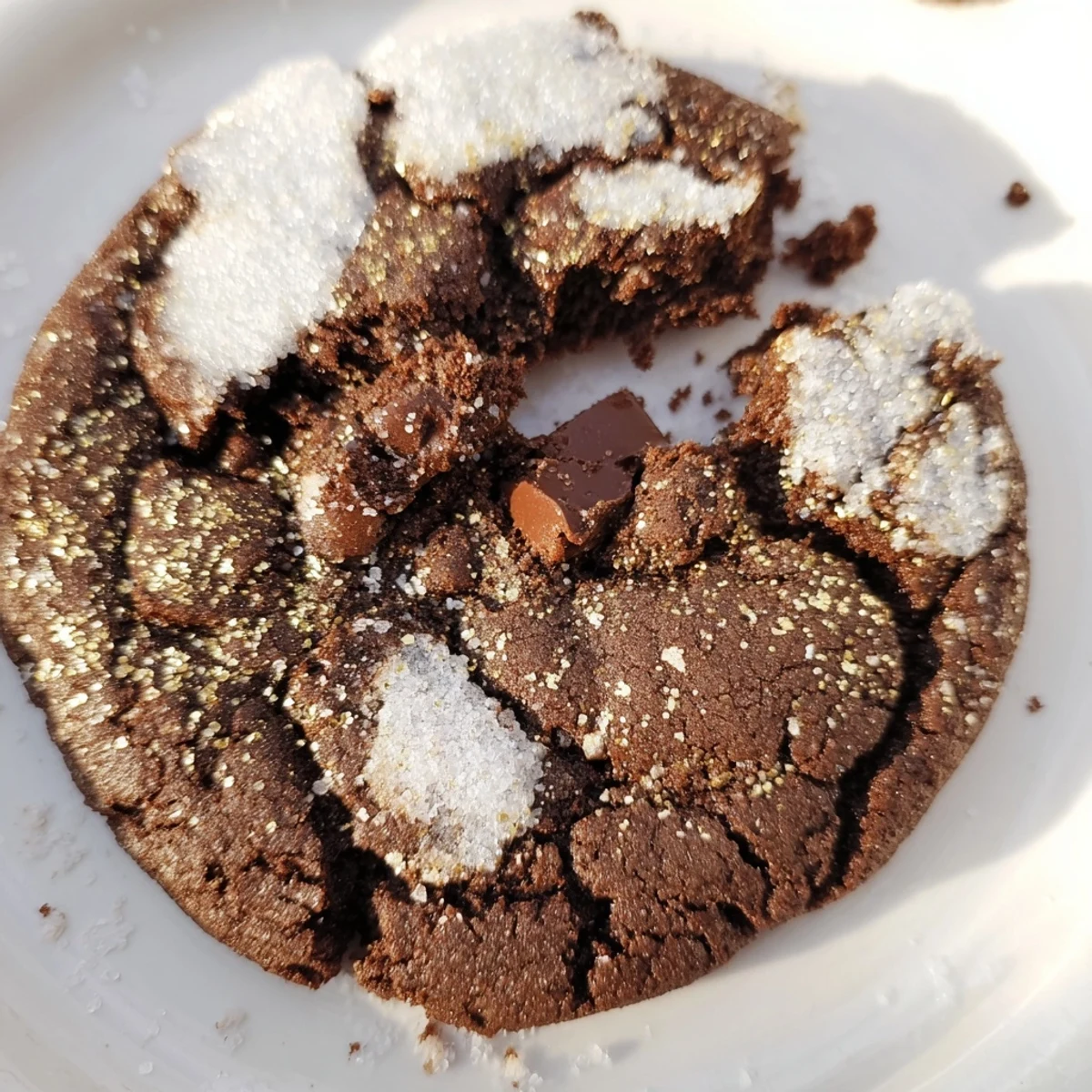 Glazed New Year Celebration Cocoa Burst Sugar Cookies beside a glass of bubbly sparkling wine.