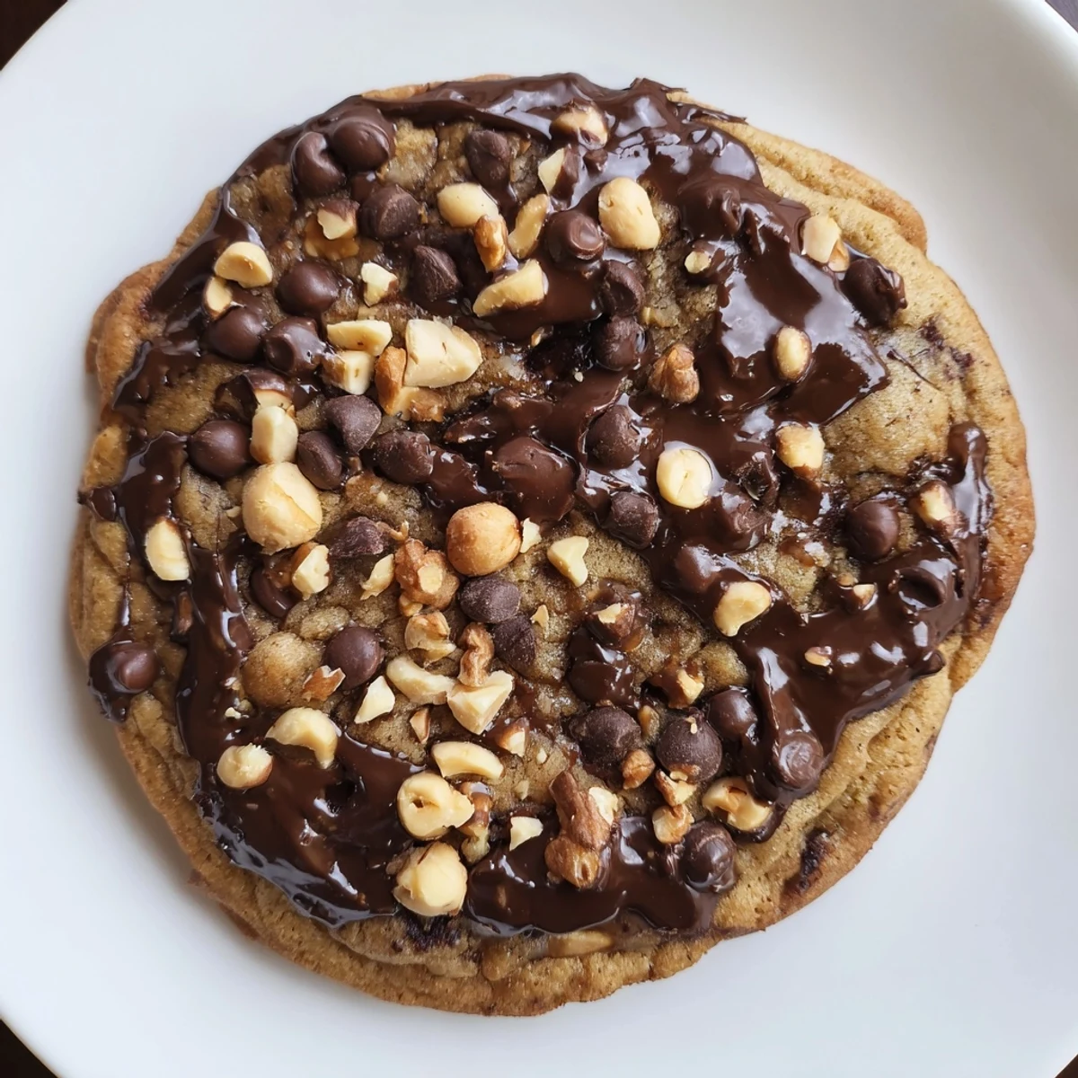 Warm Winter Market Hazelnut Drizzle Chocolate Chip Cookies stacked on a plate, ready to enjoy with a glass of milk.
