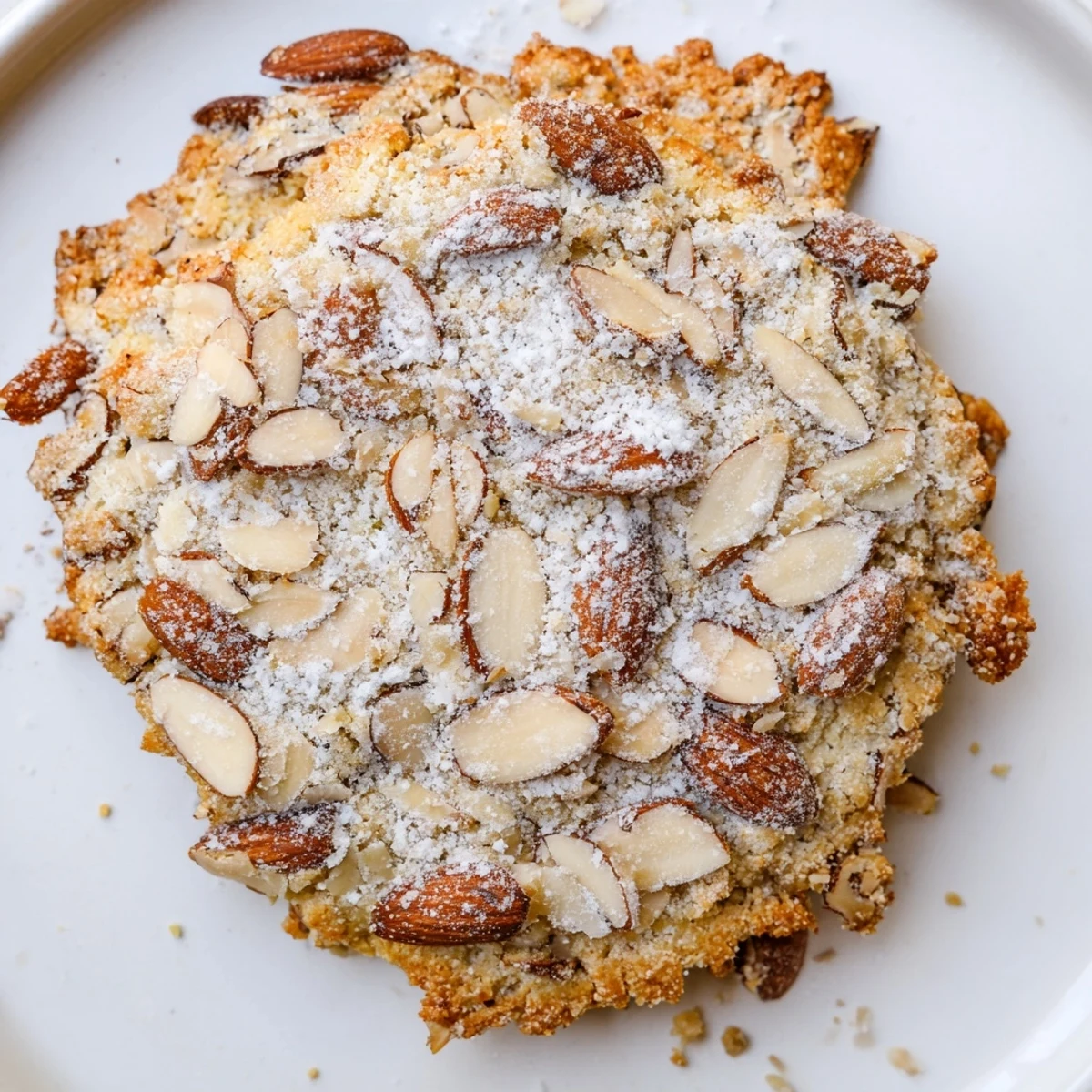 Stack of keto Snowy Day Toasted Almond Keto Cookies next to steaming coffee, perfect for a cozy snowy afternoon snack.