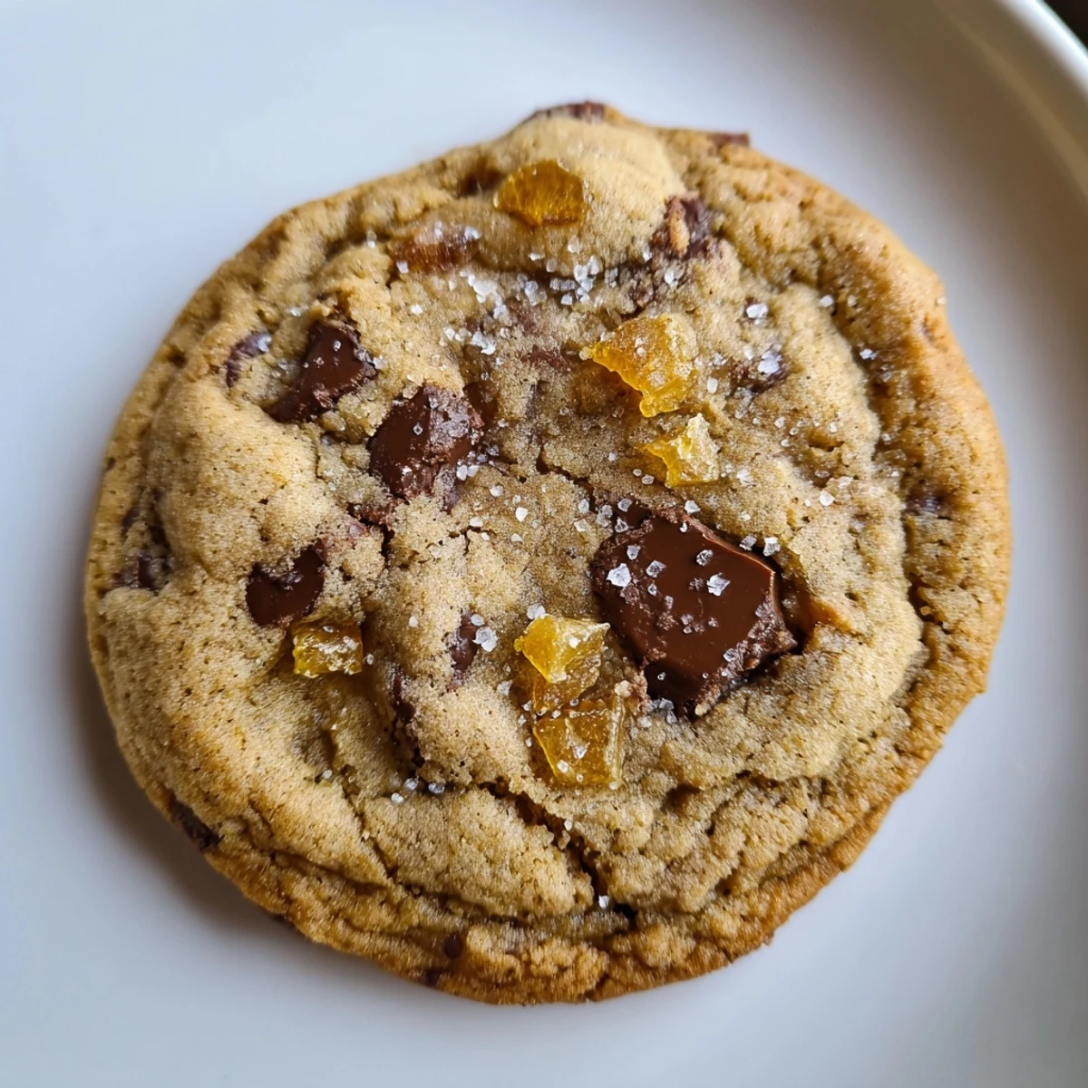 Golden brown Holiday Glow Ginger Spice Chocolate Chip cookies stacked on a plate, showcasing cracked tops and warm spices.