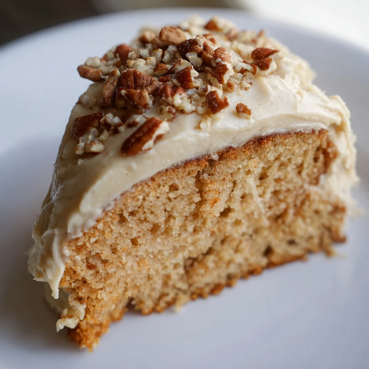 The whole Frosted Delight Maple Dream cake is displayed on a marble counter, ready to be sliced for a sweet treat.