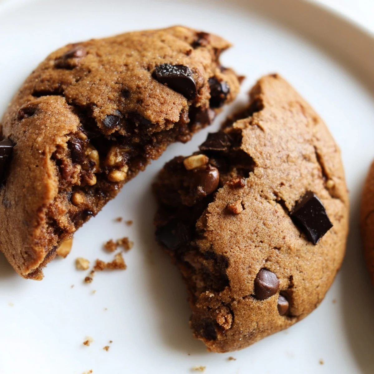 Warm Winter Spice Mocha Whisper Chocolate Chip cookies rest on a cooling rack, their edges firm while centers stay soft and fudgy.