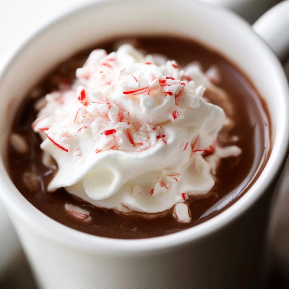 Warm Cozy Evening Peppermint Twist drink steaming in a mug beside peppermint candies and gluten-free shortbread cookies.