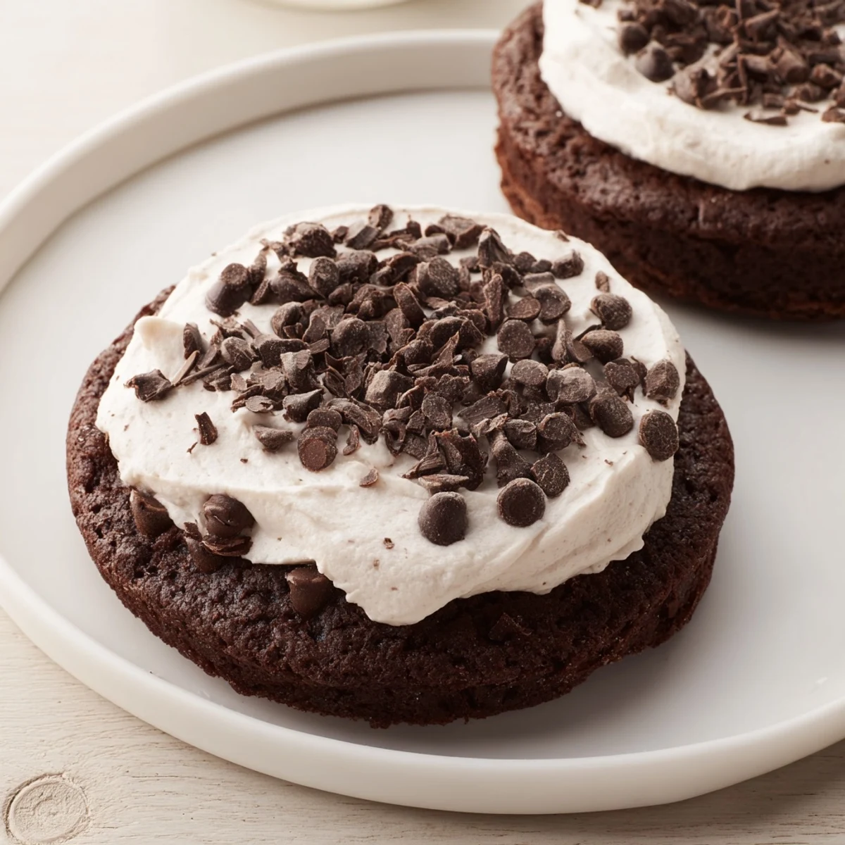 Decadent Frosted Delight Cocoa Burst Chocolate Chip cookies stacked high, perfect for parties or celebrations.