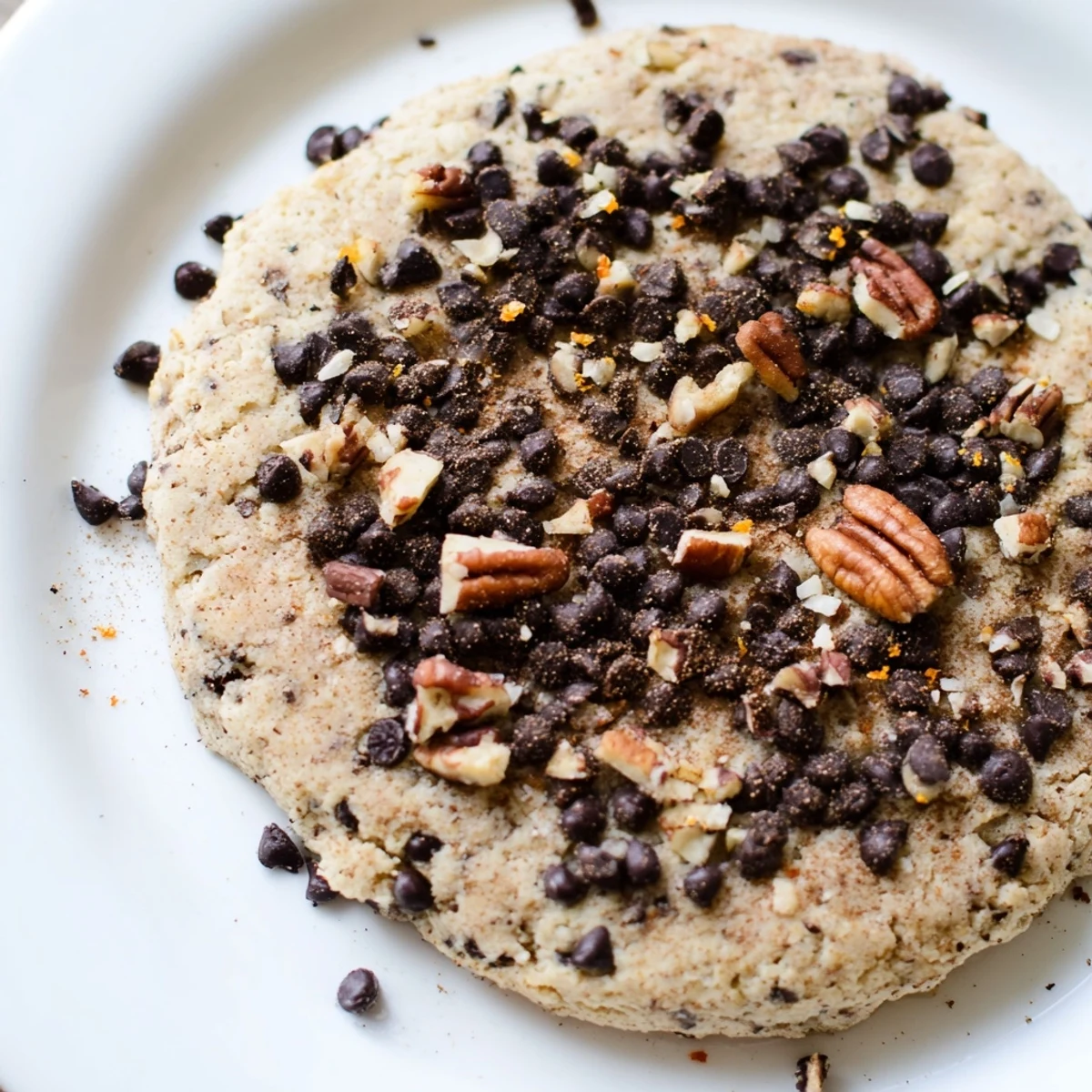 Stack of golden brown January Bliss Cinnamon Drift Vegan Cookies next to a steaming mug of tea on a cozy winter table.