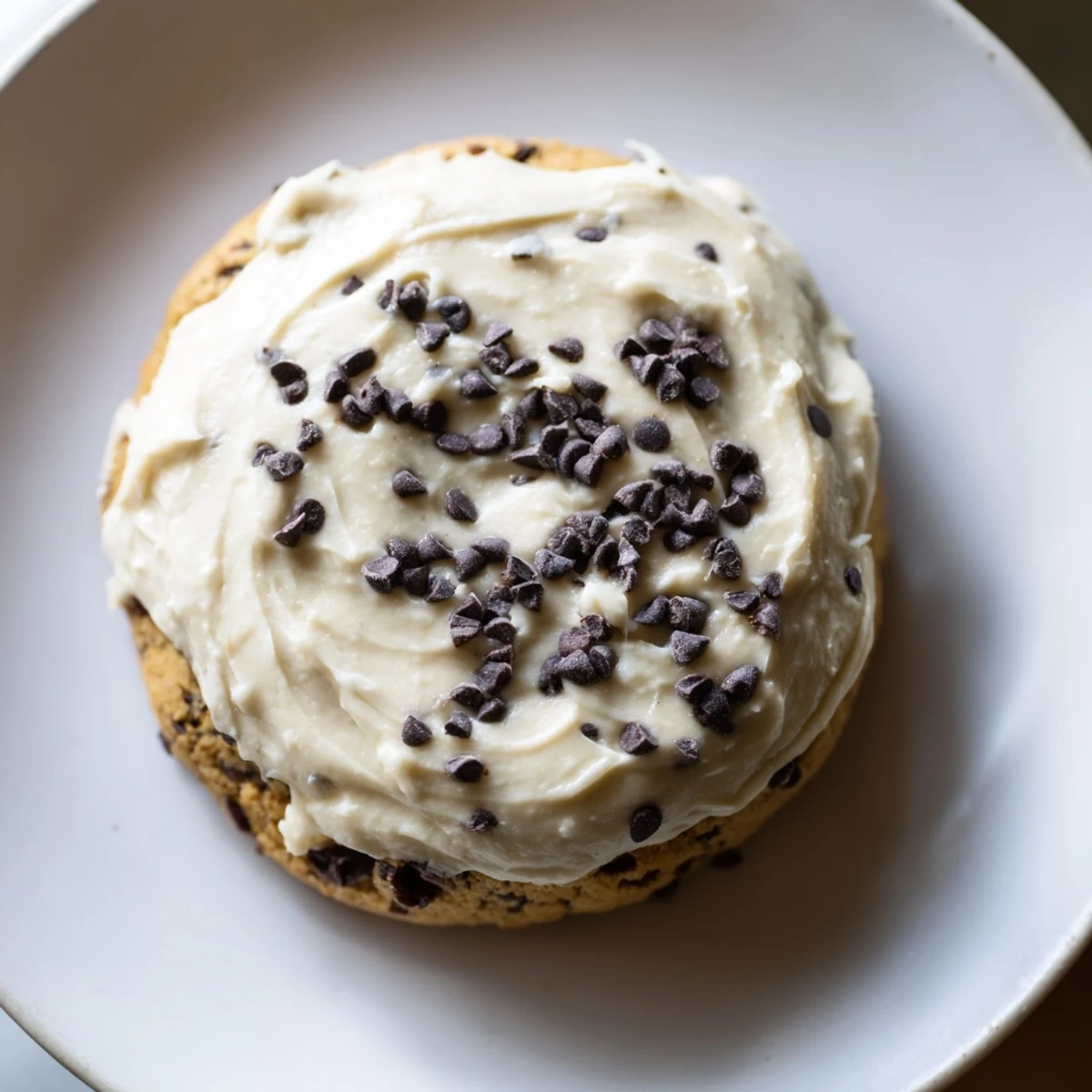 Plate of Frosted Delight Mocha Whisper Keto Cookies beside a mug of cold brew, perfect for a low-carb dessert or morning coffee pairing.