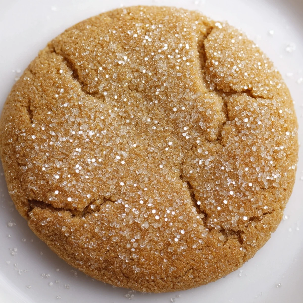 A close-up of Holiday Glow Ginger Spice Sugar Cookies, their sparkling sugar finish catching the light on a rustic wooden board.