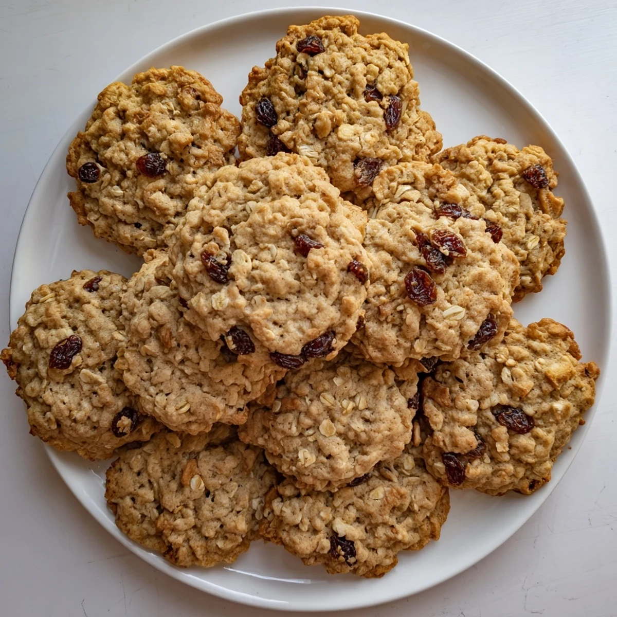 Golden-brown Holiday Glow Cinnamon Drift Oatmeal Raisin cookies sit on a wire rack, showcasing chewy centers and crisp, cinnamon-dusted edges.  