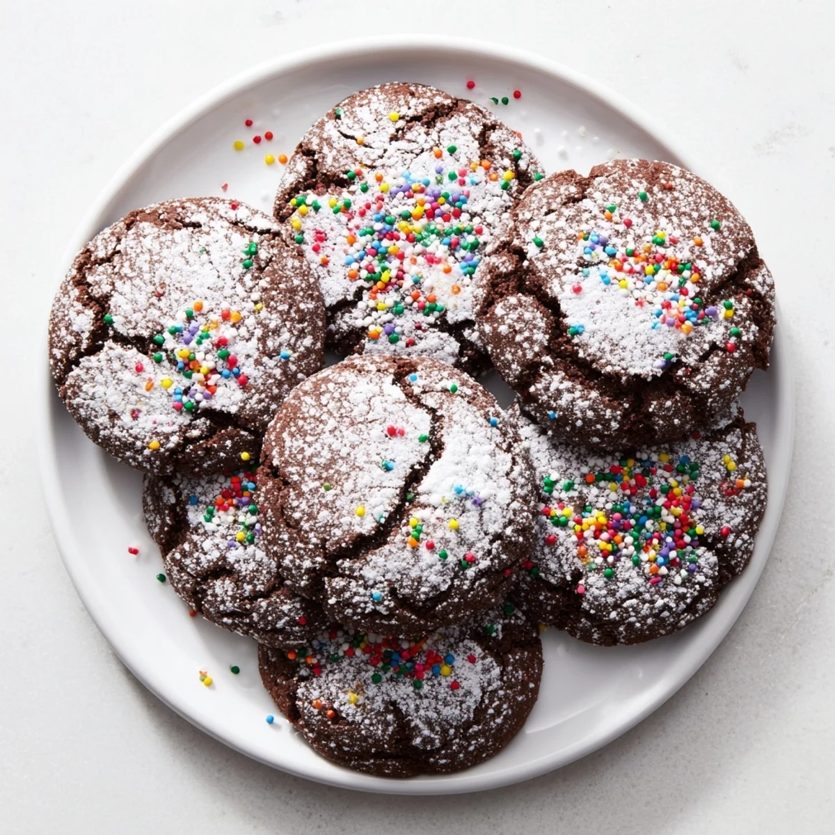 These rich, chocolatey Winter Market Cocoa Burst Sugar cookies are served on a wooden board, perfect for holiday gatherings.