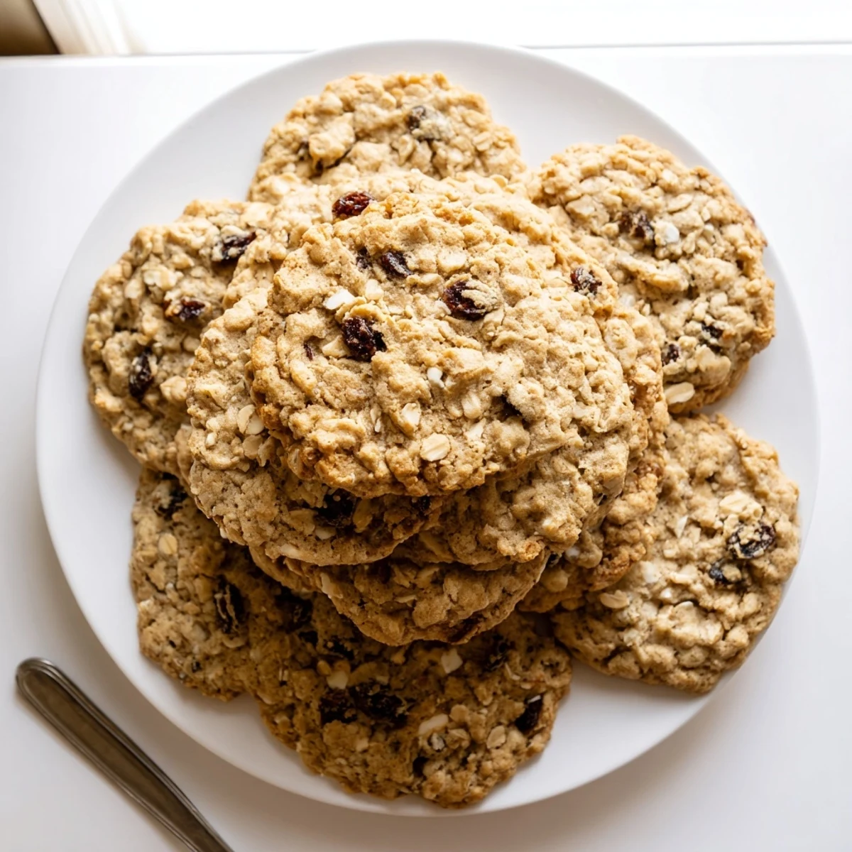 Freshly baked Winter Warmth Peppermint Twist Oatmeal Raisin Cookies on a cooling rack, perfect with a glass of milk.