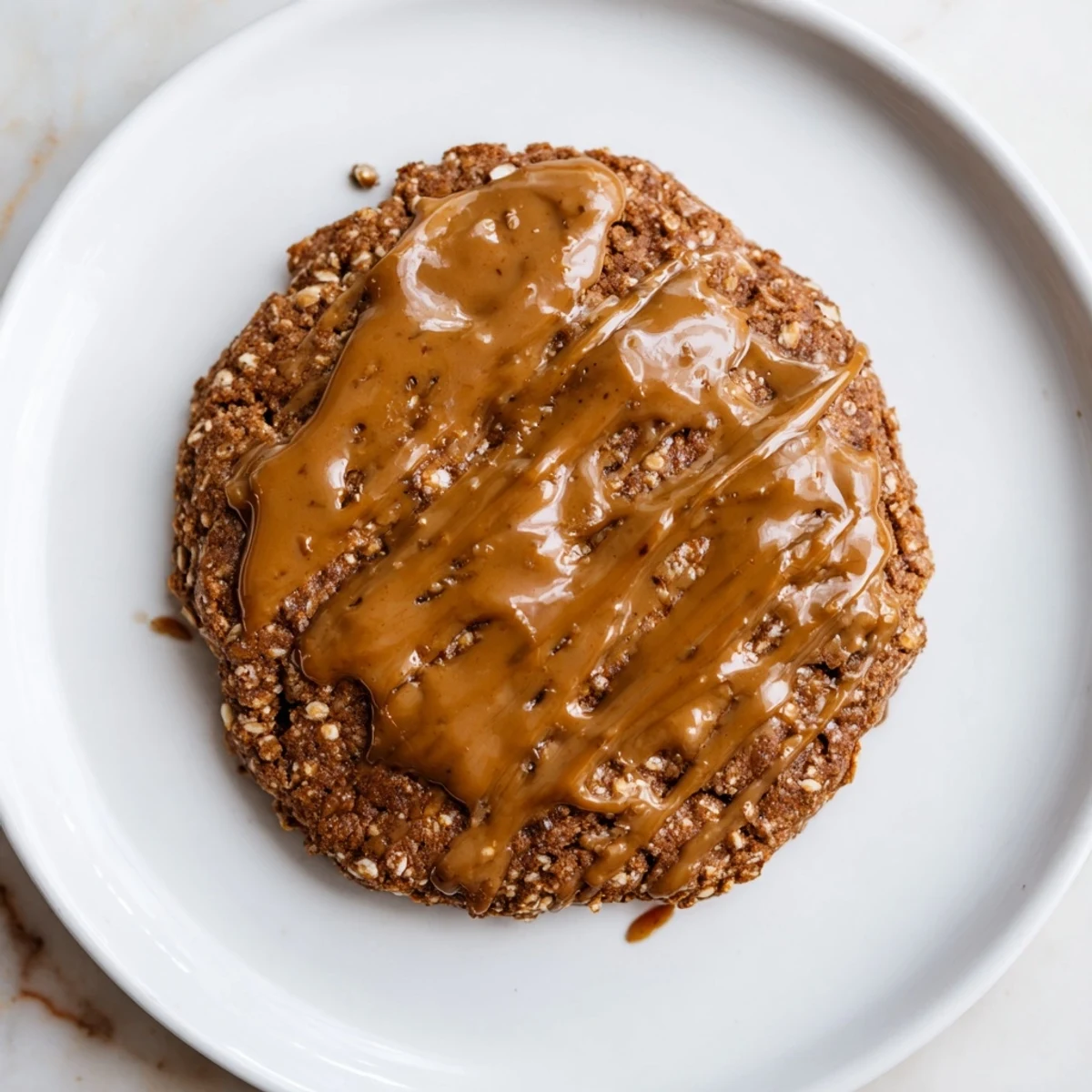 Golden edges and chewy centers show off these warmly spiced Winter Spice Caramel Frost Vegan Cookies.