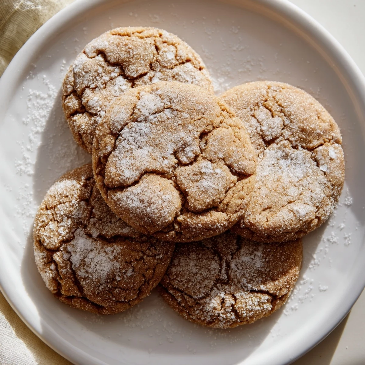 Warm Winter Spice Brown Sugar Snow Vegan Cookies paired with steaming coffee for a cozy winter treat.