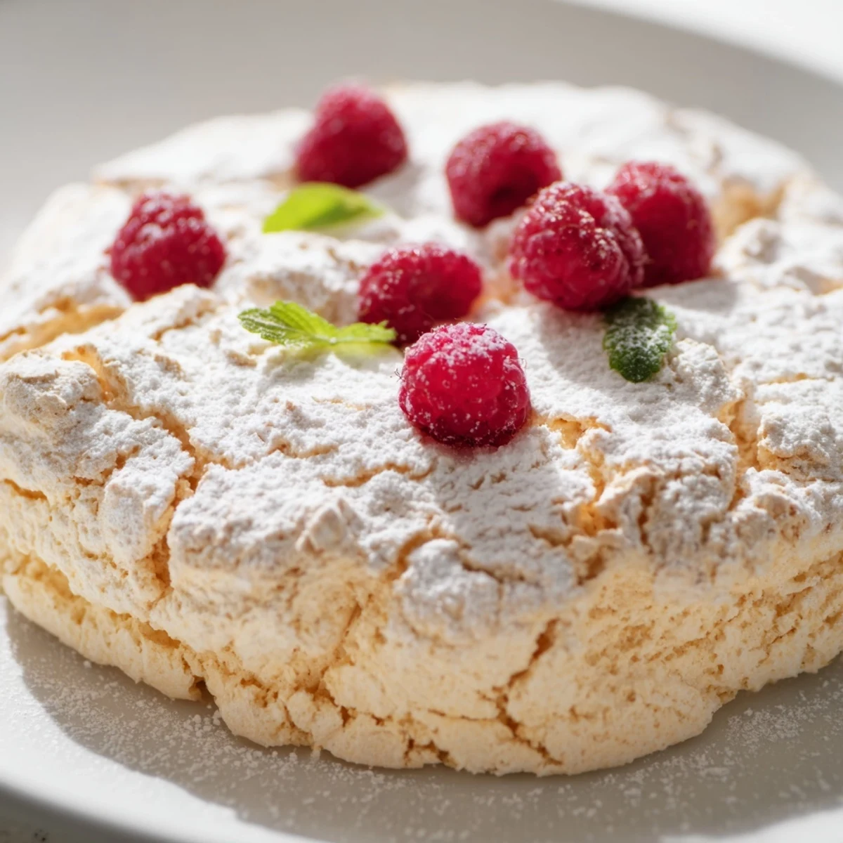 Puffed and airy Snowy Day Vanilla Cloud served warm in a baking dish with fresh berries.
